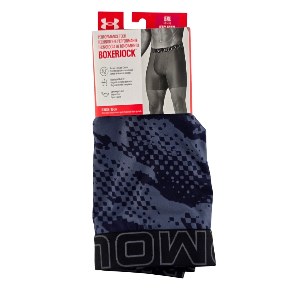 NWT Under Armour Men's Tech 6 Inch Boxerjock Boxer Briefs Navy 5XL